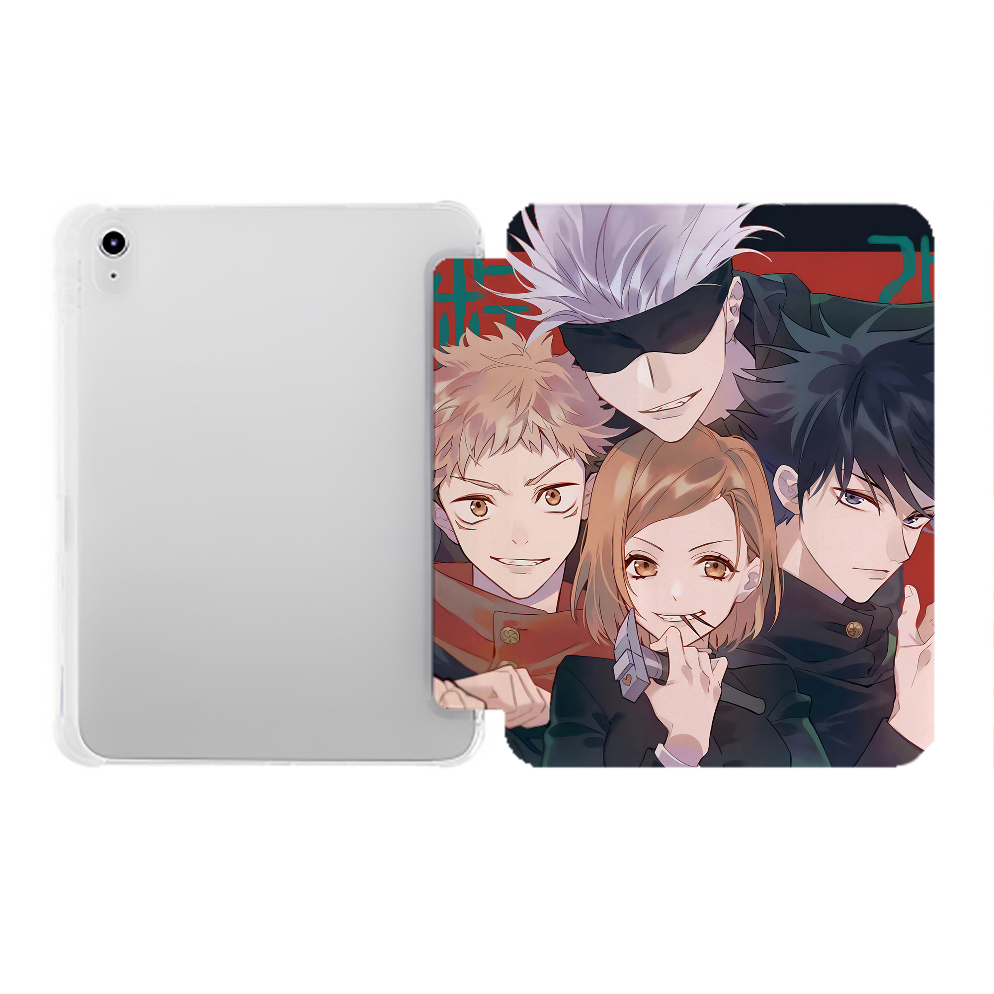 （画像用） 呪術廻戦 Jujutsu Kaisen IPad ケース ペン収納付き 三つ折りスタンド PUレザー×シリコン 対応機種9.5/10.5/10.9インチ